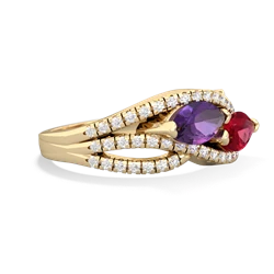 Amethyst Diamond Rivers 14K Yellow Gold ring R3070