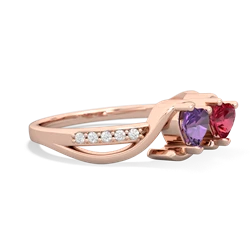 Amethyst Side By Side 14K Rose Gold ring R3090