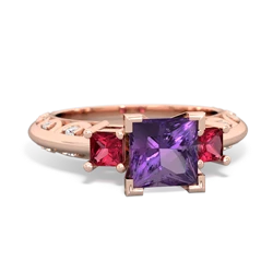 Amethyst Eternal Embrace Engagement 14K Rose Gold ring C2001