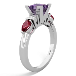 Amethyst 6Mm Princess Eternal Embrace Engagement 14K White Gold ring C2002