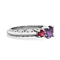 Amethyst Art Deco Eternal Embrace Engagement 14K White Gold ring C2003