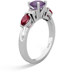 Amethyst 6Mm Round Eternal Embrace Engagement 14K White Gold ring R2005