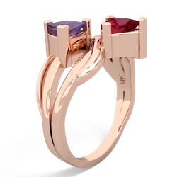 Amethyst Split Band Swirl 14K Rose Gold ring R2341