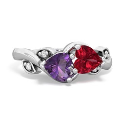 Amethyst Floral Elegance 14K White Gold ring R5790