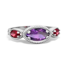 Amethyst Milgrain Marquise 14K White Gold ring R5700