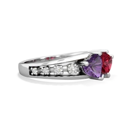 Amethyst Heart To Heart 14K White Gold ring R3342