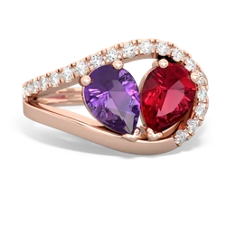 Amethyst Nestled Heart Keepsake 14K Rose Gold ring R5650