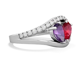 Amethyst Nestled Heart Keepsake 14K White Gold ring R5650