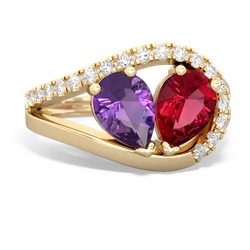 Amethyst Nestled Heart Keepsake 14K Yellow Gold ring R5650