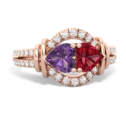 Amethyst Art-Deco Keepsake 14K Rose Gold ring R5630