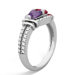 Amethyst Art-Deco Keepsake 14K White Gold ring R5630