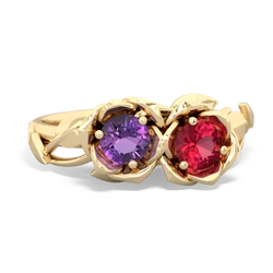 Amethyst Rose Garden 14K Yellow Gold ring R5510