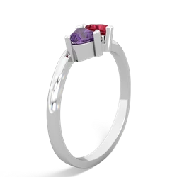 Amethyst Sweethearts 14K White Gold ring R5260