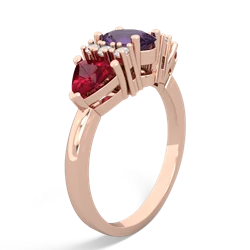 Amethyst Antique Style Three Stone 14K Rose Gold ring R2186