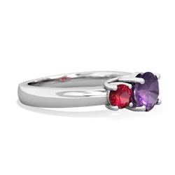 Amethyst Three Stone Round Trellis 14K White Gold ring R4018