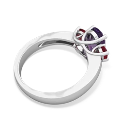 Amethyst Three Stone Oval Trellis 14K White Gold ring R4024