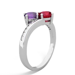 Amethyst Channel Set Two Stone 14K White Gold ring R5303