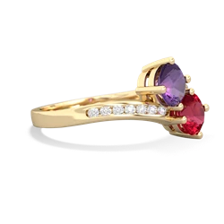 Amethyst Channel Set Two Stone 14K Yellow Gold ring R5303