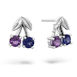 Amethyst Sweet Cherries 14K White Gold earrings E7001