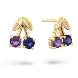 Amethyst Sweet Cherries 14K Yellow Gold earrings E7001