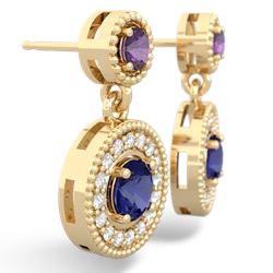 Amethyst Halo Dangle 14K Yellow Gold earrings E5319