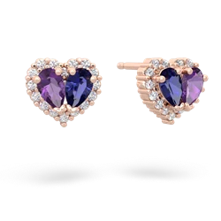 Amethyst Halo 14K Rose Gold earrings E7008