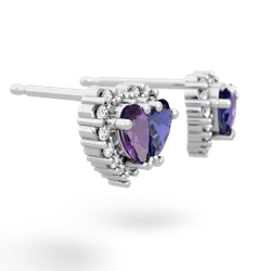 Amethyst Halo 14K White Gold earrings E7008