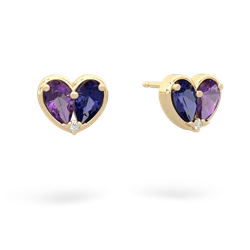 Amethyst 'Our Heart' 14K Yellow Gold earrings E5072