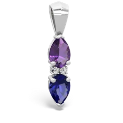 Amethyst Bowtie Drop 14K White Gold pendant P0865