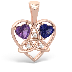 Amethyst Celtic Trinity Heart 14K Rose Gold pendant P5331