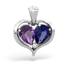 Amethyst Two Become One 14K White Gold pendant P5330