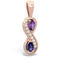 Amethyst Diamond Infinity 14K Rose Gold pendant P5390