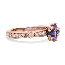 Amethyst Sparkling Tiara Cluster 14K Rose Gold ring R26293RD