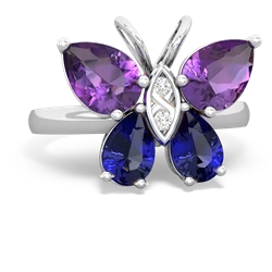 Amethyst Butterfly 14K White Gold ring R2215