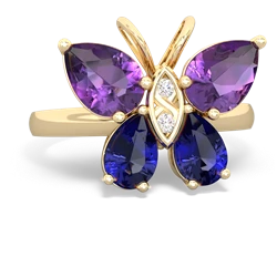 Amethyst Butterfly 14K Yellow Gold ring R2215