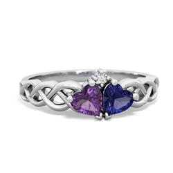 Amethyst Heart To Heart Braid 14K White Gold ring R5870