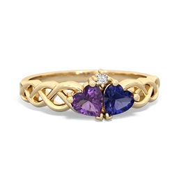 Amethyst Heart To Heart Braid 14K Yellow Gold ring R5870