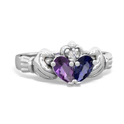 Amethyst 'Our Heart' Claddagh 14K White Gold ring R2388