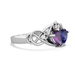 Amethyst 'One Heart' Celtic Knot Claddagh 14K White Gold ring R5322