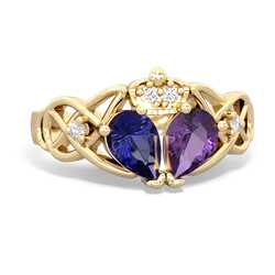 Amethyst 'One Heart' Celtic Knot Claddagh 14K Yellow Gold ring R5322