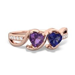 Amethyst Side By Side 14K Rose Gold ring R3090