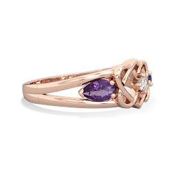 Amethyst Hearts Intertwined 14K Rose Gold ring R5880