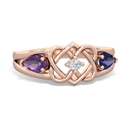 Amethyst Hearts Intertwined 14K Rose Gold ring R5880