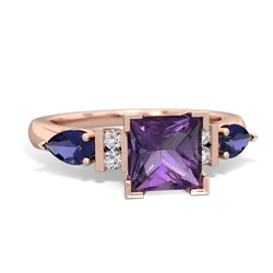 Amethyst 6Mm Princess Eternal Embrace Engagement 14K Rose Gold ring C2002