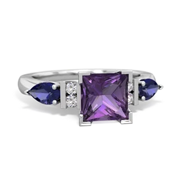 Amethyst 6Mm Princess Eternal Embrace Engagement 14K White Gold ring C2002