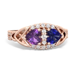 Amethyst Sparkling Celtic Knot 14K Rose Gold ring R2645