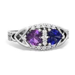 Amethyst Sparkling Celtic Knot 14K White Gold ring R2645