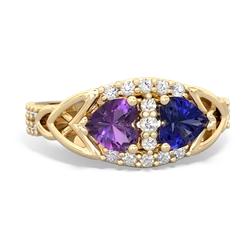 Amethyst Sparkling Celtic Knot 14K Yellow Gold ring R2645