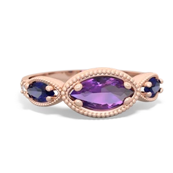 Amethyst Milgrain Marquise 14K Rose Gold ring R5700