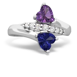 Amethyst Heart To Heart 14K White Gold ring R2064